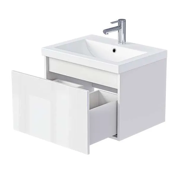 Тумба под раковину Aris mini 70П (685х400х447) 1я белая аляска/белый глянец