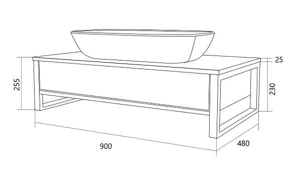 Тумба со столешницей GRUNGE LOFT 90П 1в.я Бетон светлый