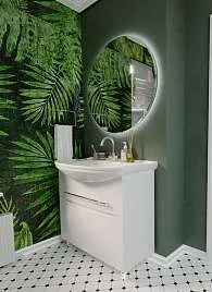 Тумба под раковину Lina New 85Н 1в.я 2д Белый глянец