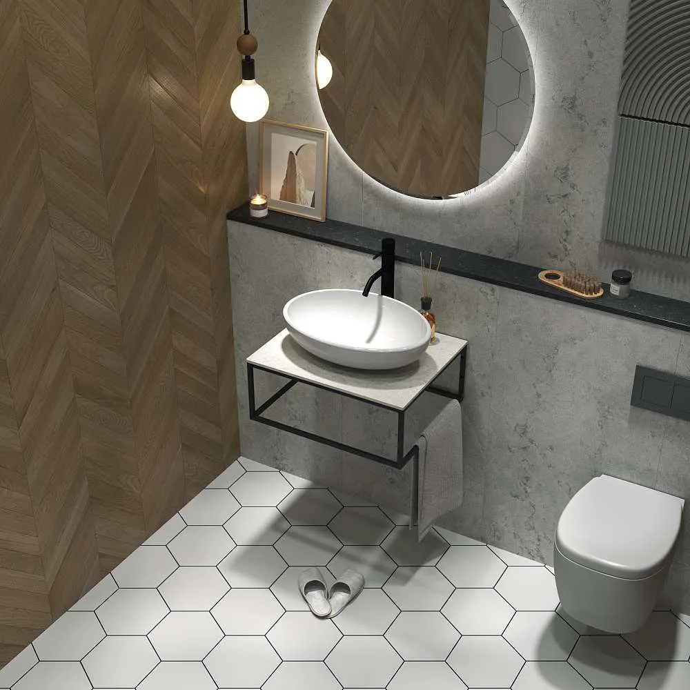 Столешница из керамогранита ЛОФТ/LOFT 60, светло-серый МА01 Nat