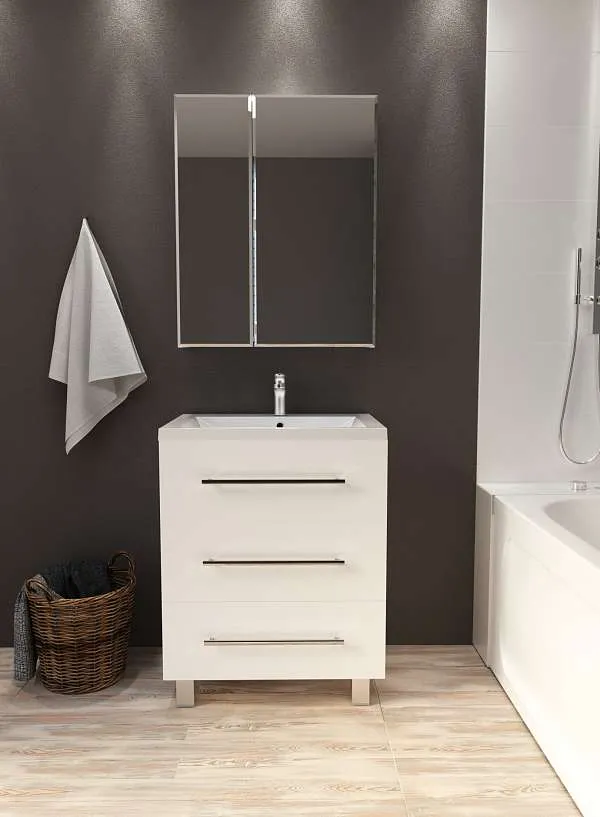 Тумба под раковину Соната 75Н 3в.я. Белый глянец