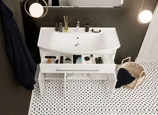 Тумба под раковину Lina Classic New 105Н 1в.я 3д Белый глянец