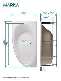 Ванны Ванна ДОННА 1700х900 L ПР