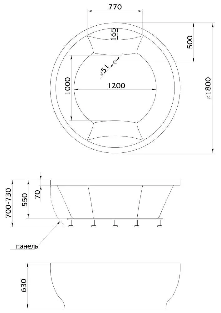 Ванна ОМЕГА НЬЮ/OMEGA NEW 1800х1800 МГ