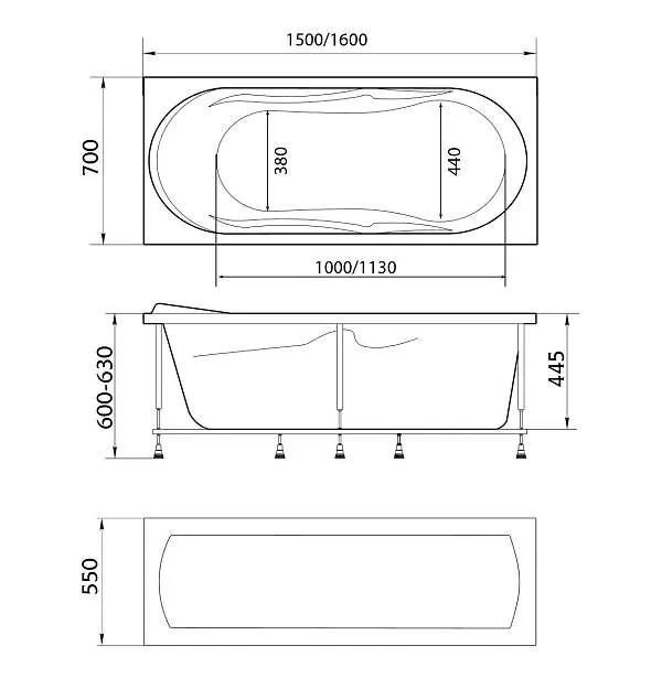 Ванна ВИТА/VITA 1600х700 СМ/ПР