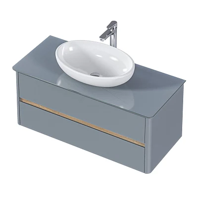 Тумба со столешницей МОНРО/Monro 100П (1000х420х450) 2я серый стекло