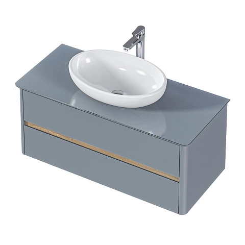 Тумба со столешницей МОНРО/Monro 100П (1000х420х450) 2я серый стекло