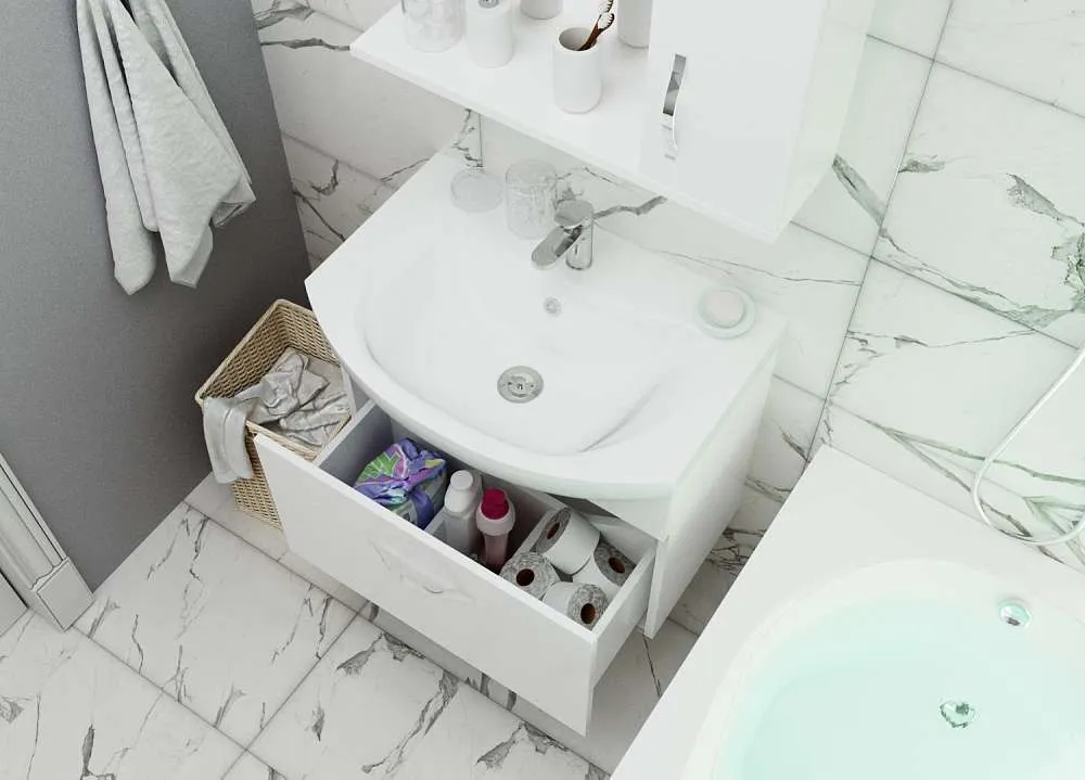 Тумба под раковину Вита 65П 1в.я. белый глянец, МДФ