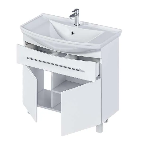 Тумба под раковину Lina New 85Н 1в.я 2д Белый глянец