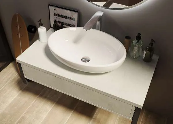 Тумба со столешницей GRUNGE LOFT 90П 1в.я Бетон светлый