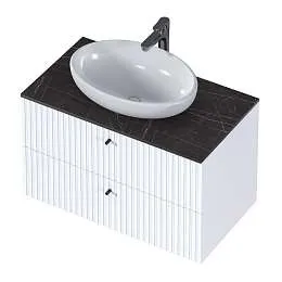 Тумба со столешницей Desire 80П (806х481х501) 2я белый керамогранит черный