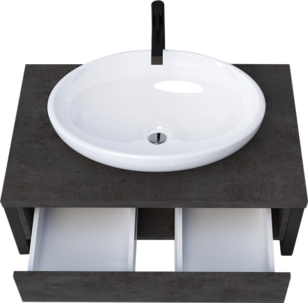 Тумба со столешницей GRUNGE LOFT 80П 1в.я Бетон темно-серый