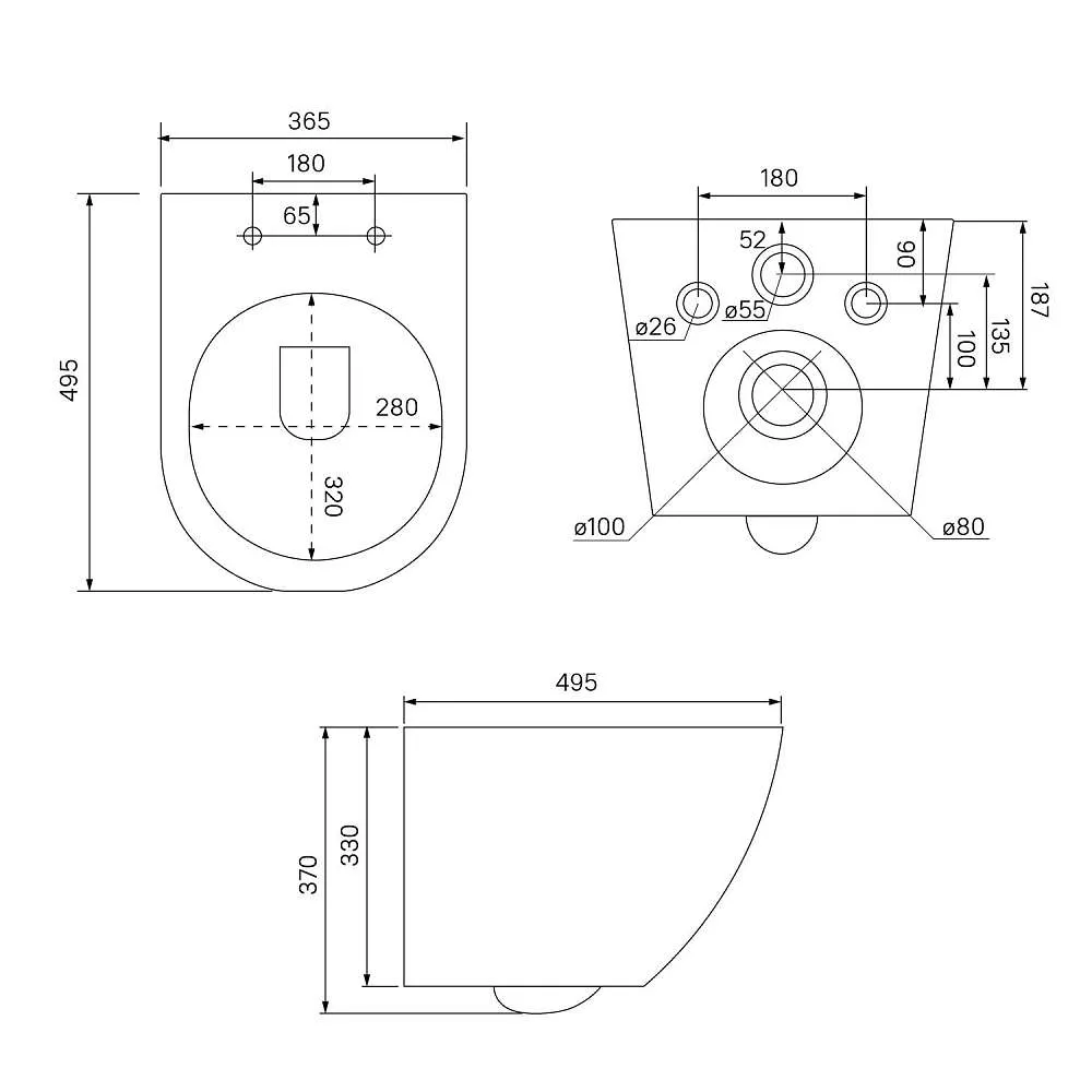Унитаз подвесной IDDIS безободковый Blanco черный матовый BLAR3BMi25
