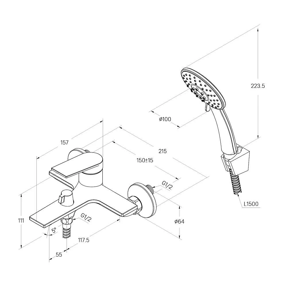 Смеситель для ванны MILARDO Азур AZUSB00M02