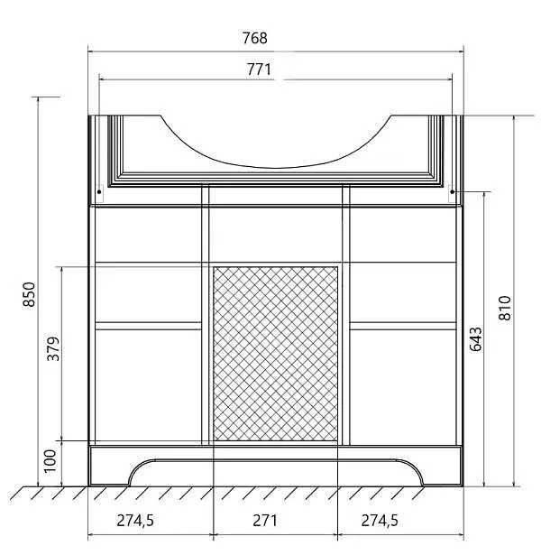 Тумба под раковину Прованс New 80Н 2в.я. 2д. Белый глянец