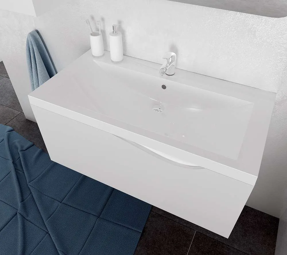 Тумба под раковину Этюд 100П 1в.я. белый глянец