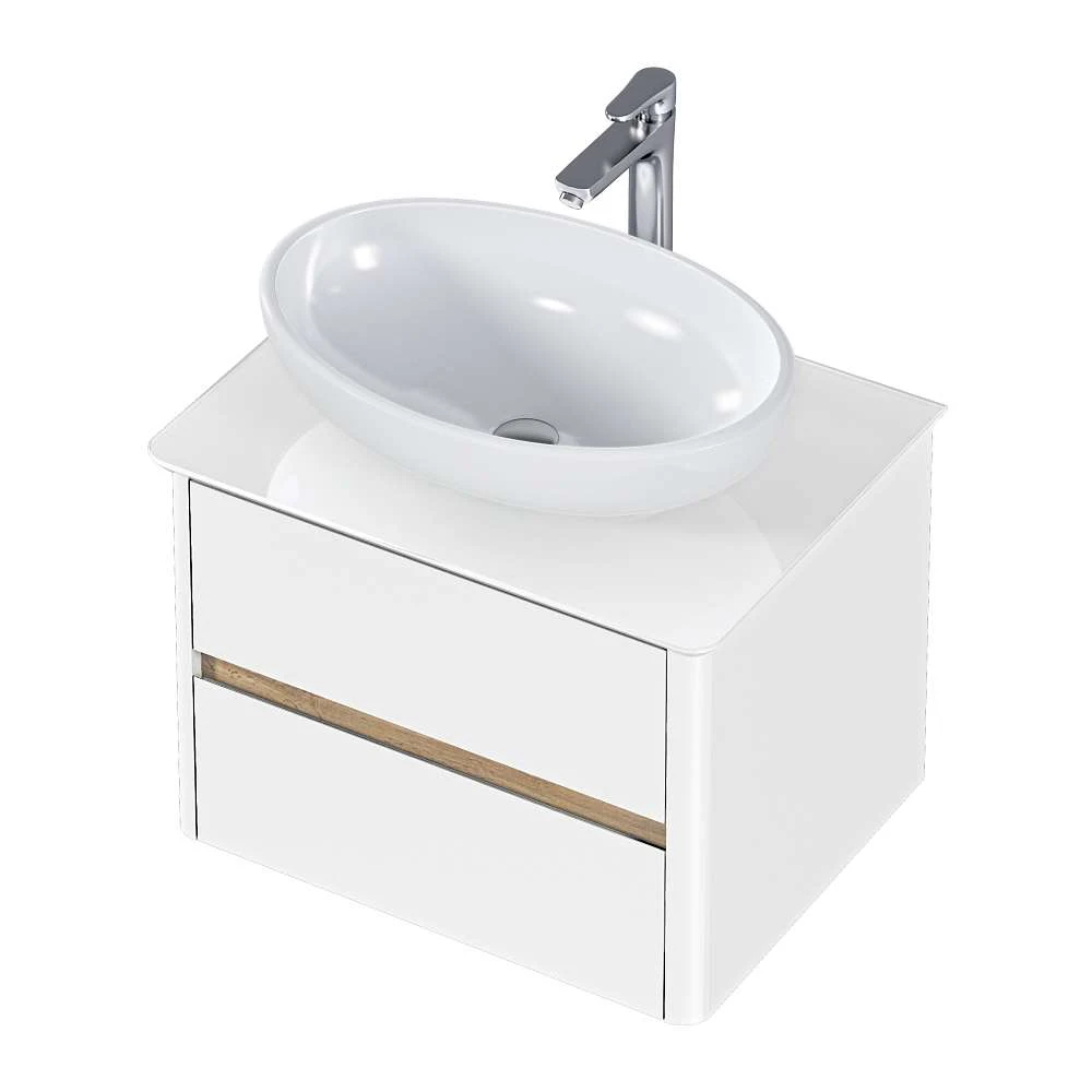 Тумба со столешницей МОНРО/Monro 60П (600х420х450) 2я белый стекло