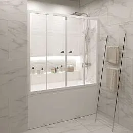 Шторка для ванны Aura 160*105*140 MW (белый)