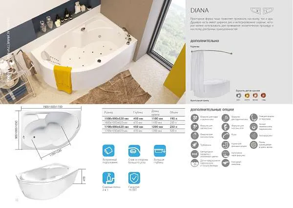 Ванна ДИАНА/DIANA 1700х900 L  МГ