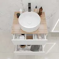 Тумба со столешницей Veil 60П (600х500х500) 2я белая аляска/дуб вотан