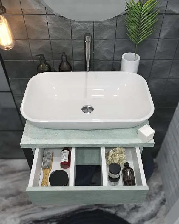 Тумба со столешницей GRUNGE LOFT 60П 1в.я Бетон светлый