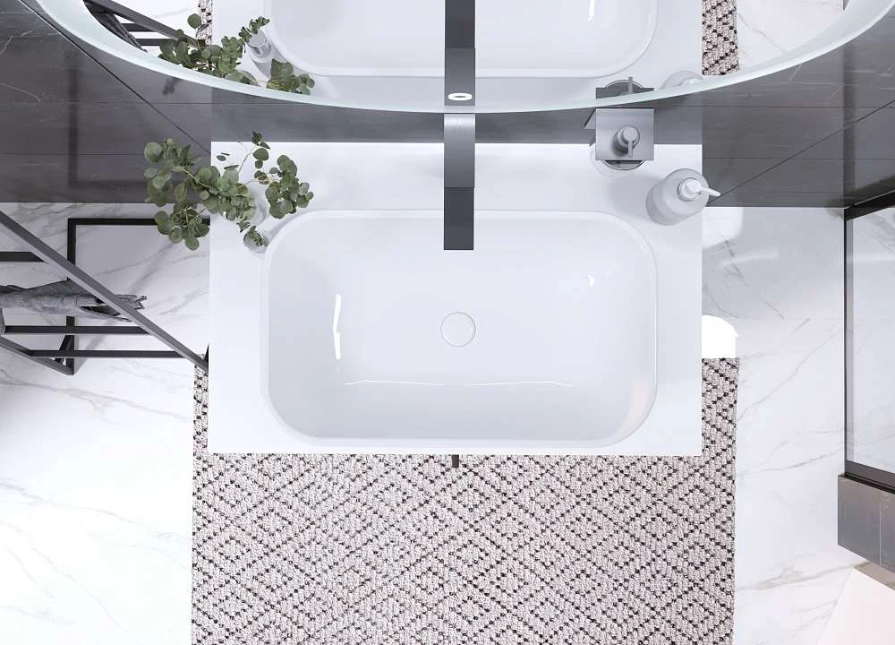 Тумба со столешницей СТЕЛЛА/Desire 800х487х500П 2я монолит айсберг /эмаль белая