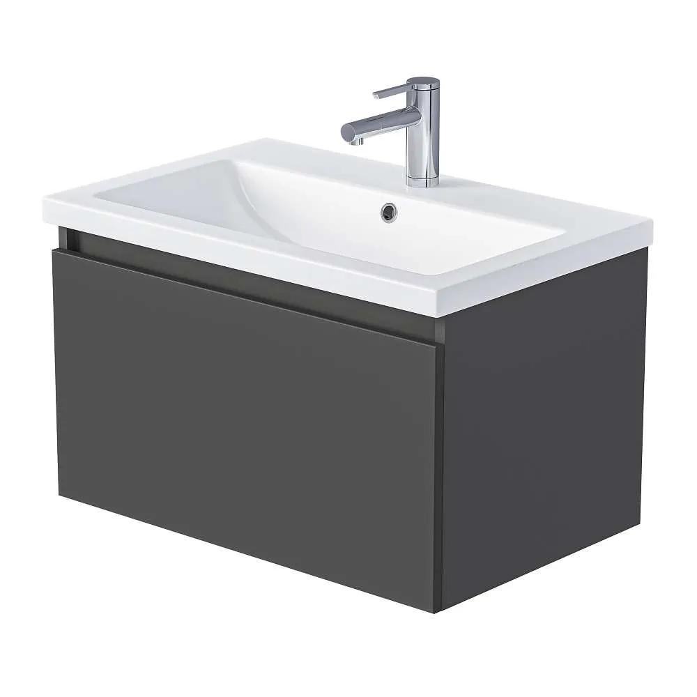 Тумба под раковину БЛОК МИНИ/Aris mini 60П (590х400х447) 1я антрацит/монолит дарк