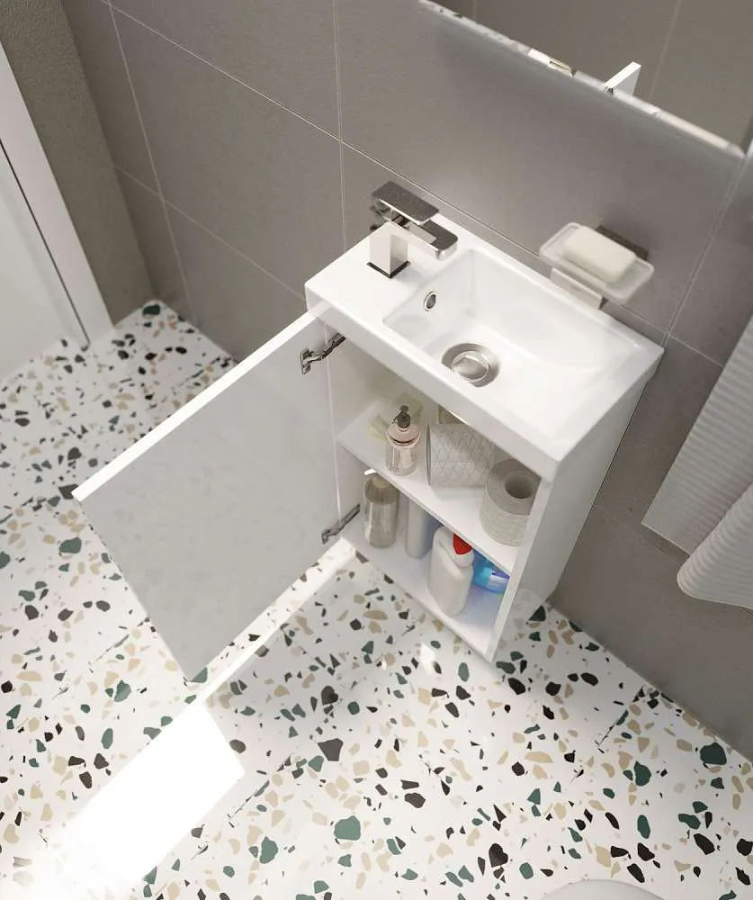 Тумба под раковину Ноктюрн 40П 1д мдф белый глянец