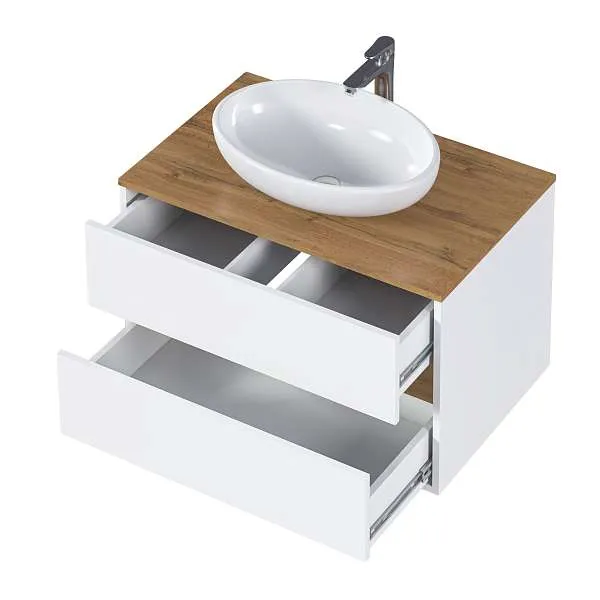 Тумба со столешницей Veil 80П (800х500х500) 2я белая аляска/дуб вотан