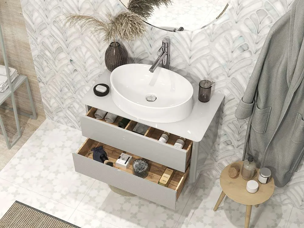 Тумба со столешницей МОНРО/Monro 80П (800х420х450) 2я серый стекло