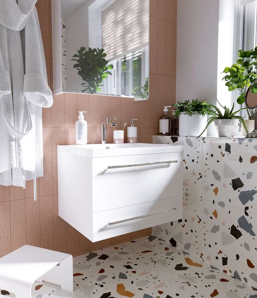 Тумба под раковину Соната 58П 2в.я. белый глянец