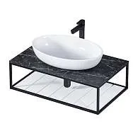 Тумба открытая ШЕРЛ/Sync 100 черный/белый, лофт