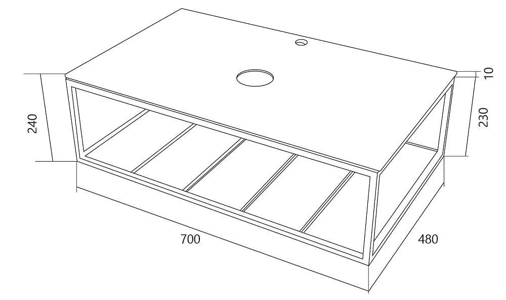 Тумба открытая ШЕРЛ/Sync 70 черный/белый, лофт