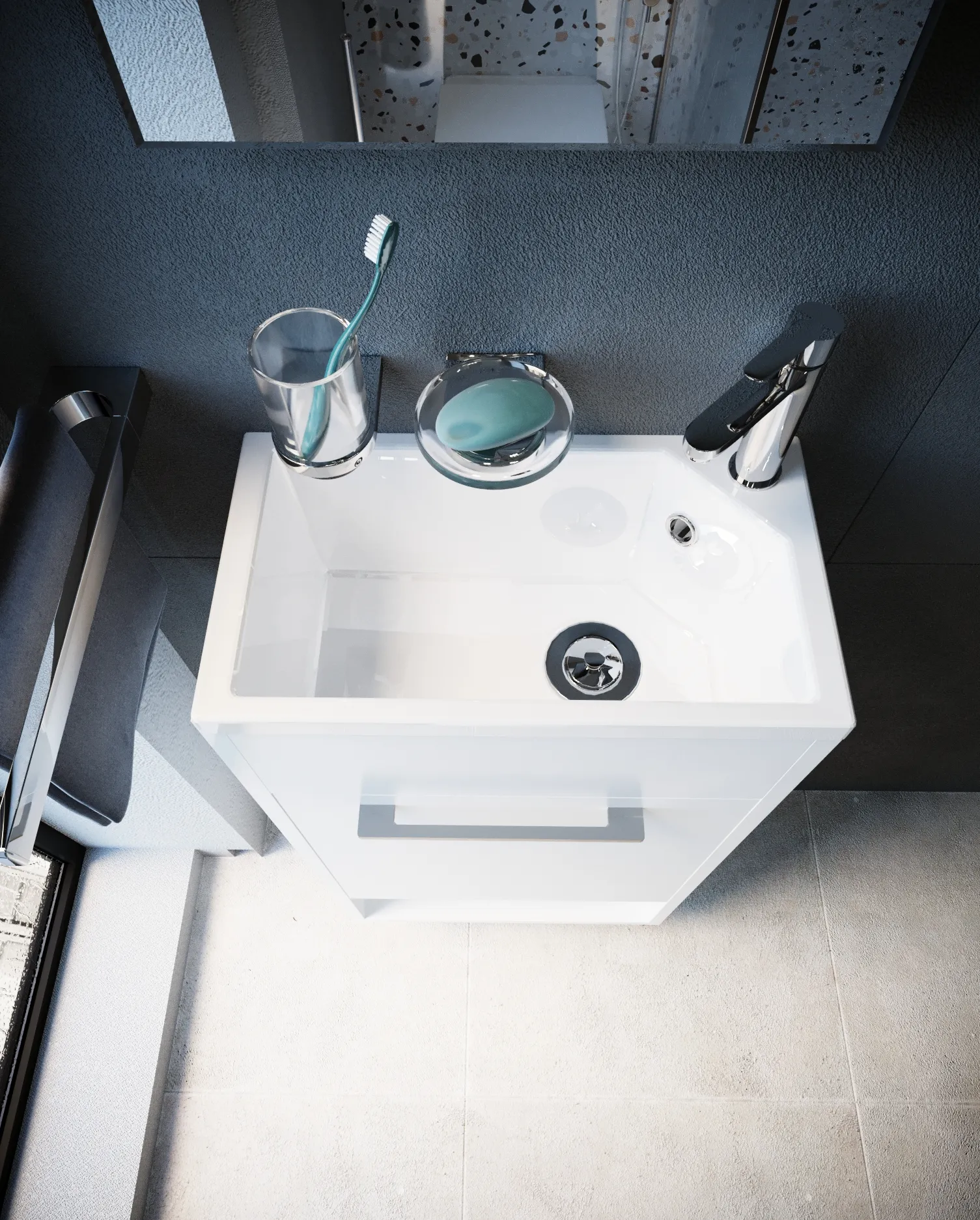 Тумба с раковиной Lira 40Н 1д. Белый глянец L