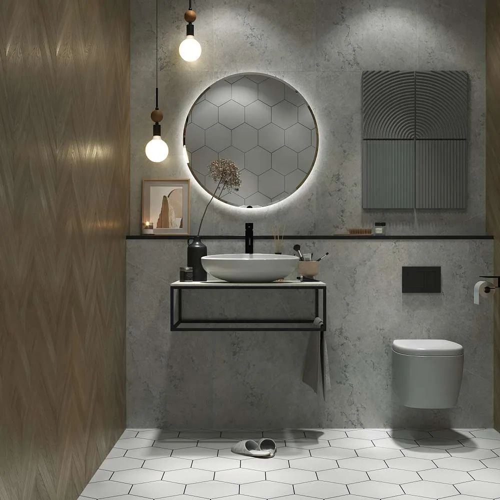 Столешница из керамогранита ЛОФТ/LOFT 80, светло-серый МА01 Nat