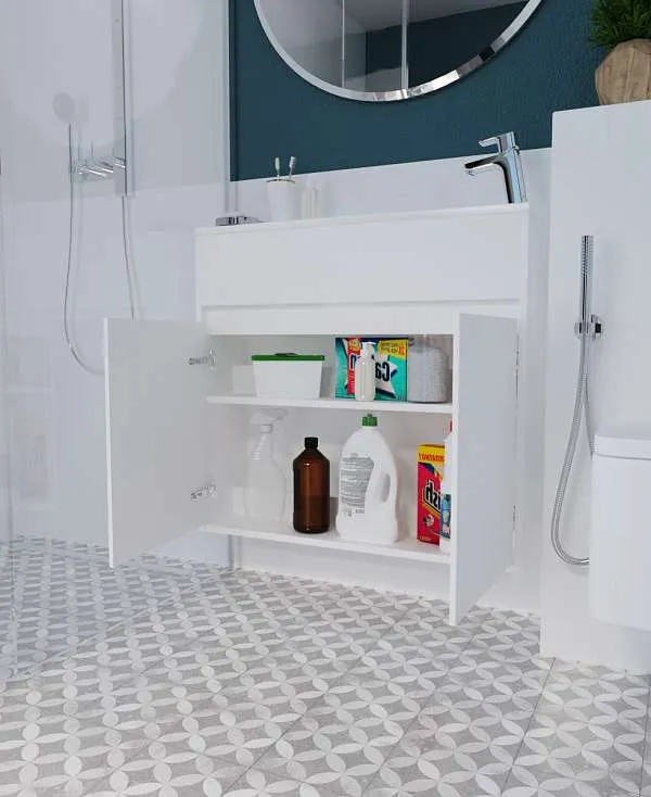 Тумба с раковиной Stretto 80П 2д. Белый глянец