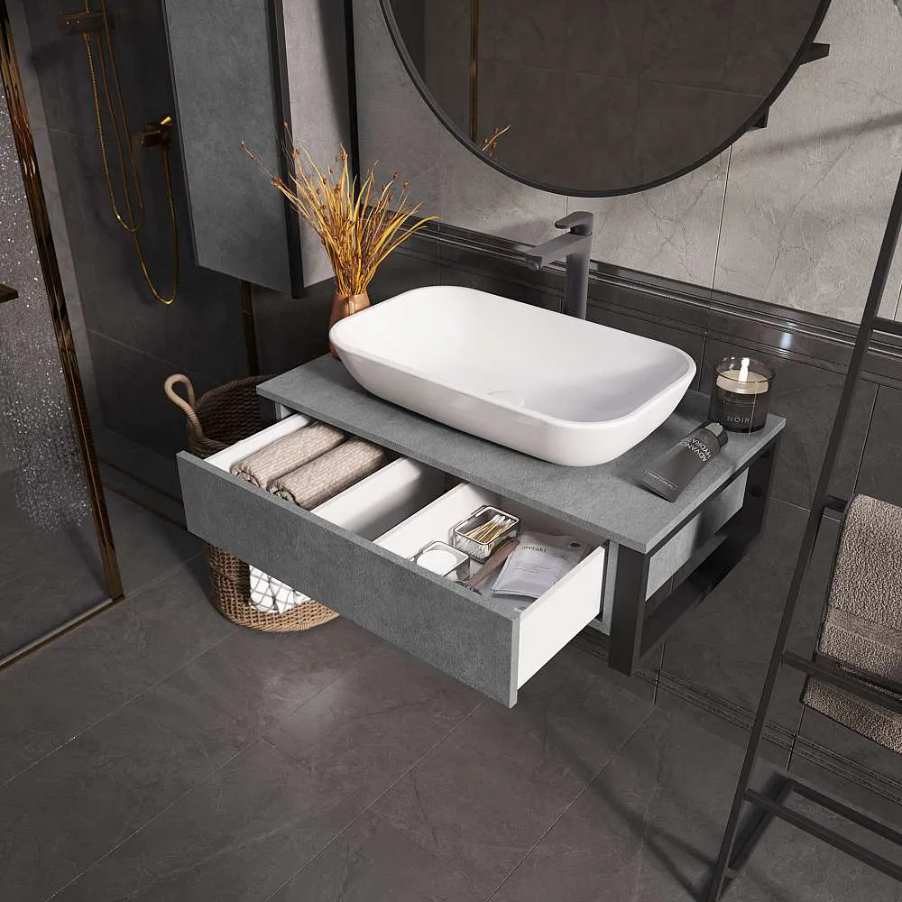 Тумба ГРАНЖ ЛОФТ/GRUNGE LOFT 80П 1в.я бетон лофт