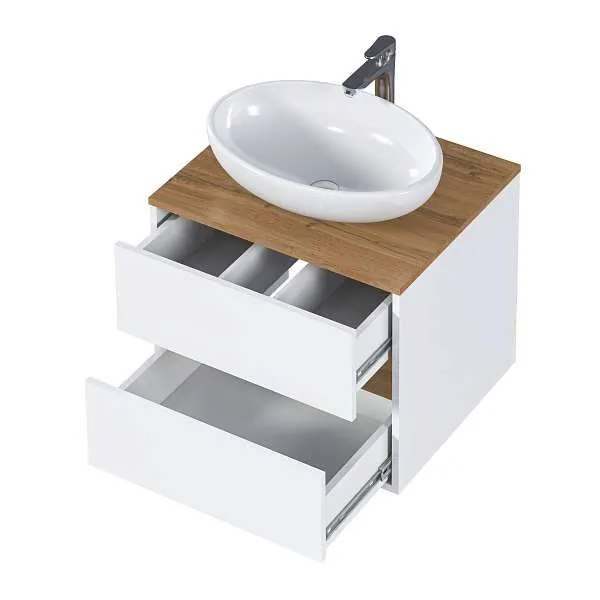 Тумба со столешницей Veil 60П (600х500х500) 2я белая аляска/дуб вотан