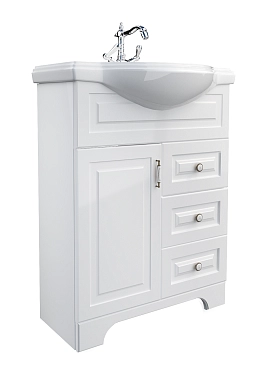 Тумба под раковину ПРОВАНС 65Н 3в.я. 1д. белый глянец