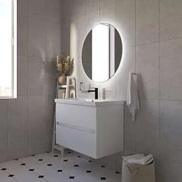 Тумба под раковину Veil 80П (790х560х450) 2я белая аляска