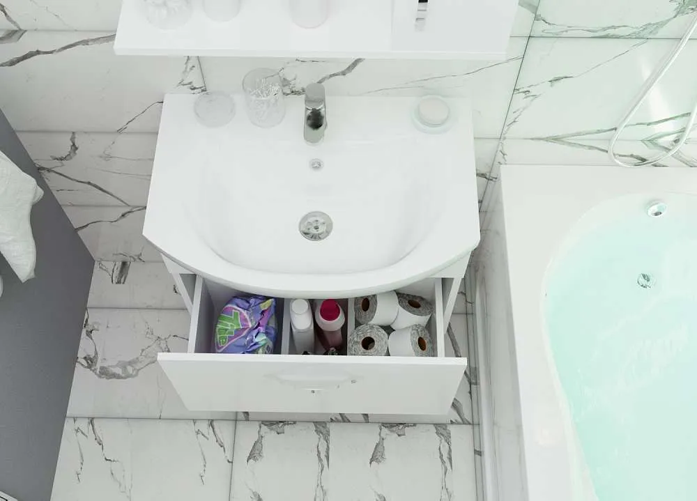 Тумба под раковину Вита 65П 1в.я. белый глянец, МДФ