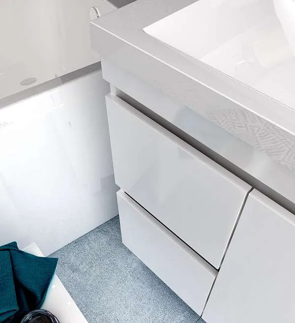 Тумба под раковину Cube 100Н 2д 2я б/к Белый глянец