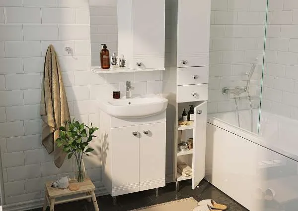 Тумба под раковину Story 45Н 2д. Белый глянец