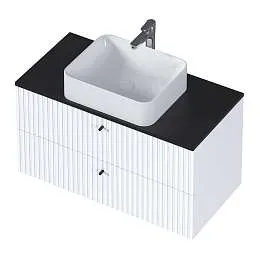 Тумба со столешницей Desire 900х487х500П 2я монолит найт/эмаль белая