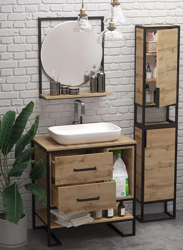 Тумба со столешницей Grunge Loft 80Н 2я/2п Дуб вотан