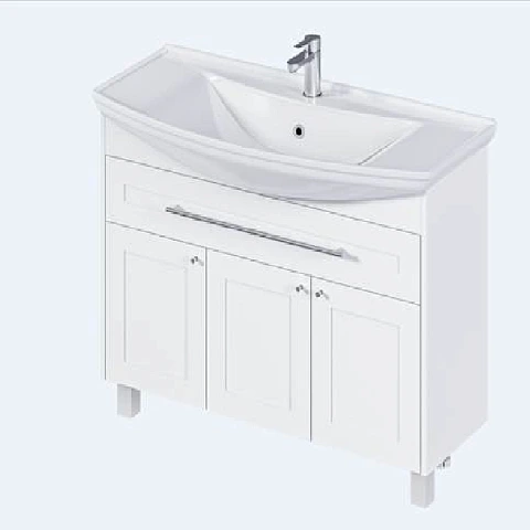 Тумба под раковину ЛИНА КЛАССИК/Lina Classic New 105Н 1в.я 3д белый глянец