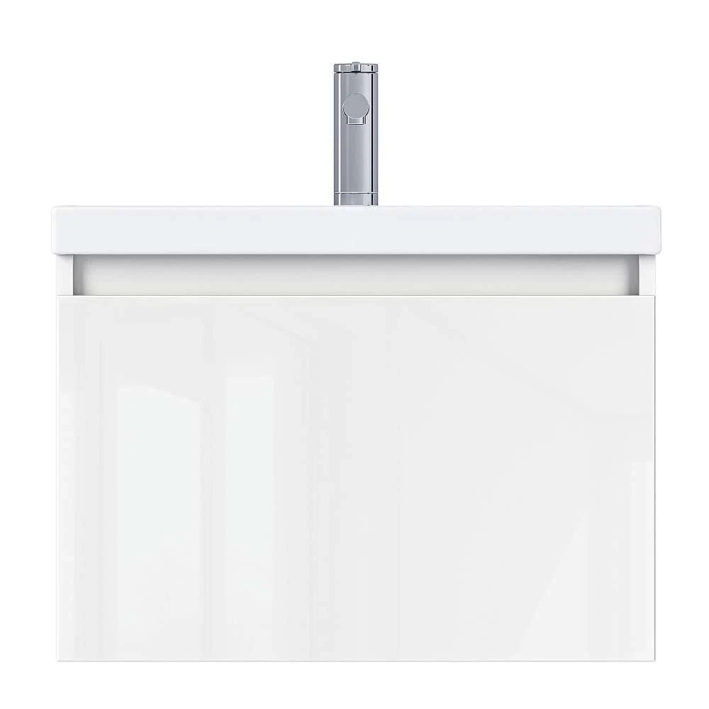Тумба БЛОК МИНИ/Aris mini 60П (600х440х450) 1я белая аляска/белый глянец раковина