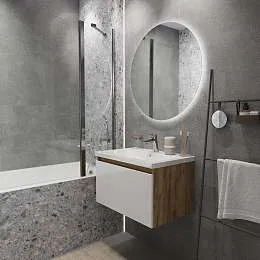 Тумба под раковину Aris mini 70П (685х400х447) 1я дуб вотан/белый глянец