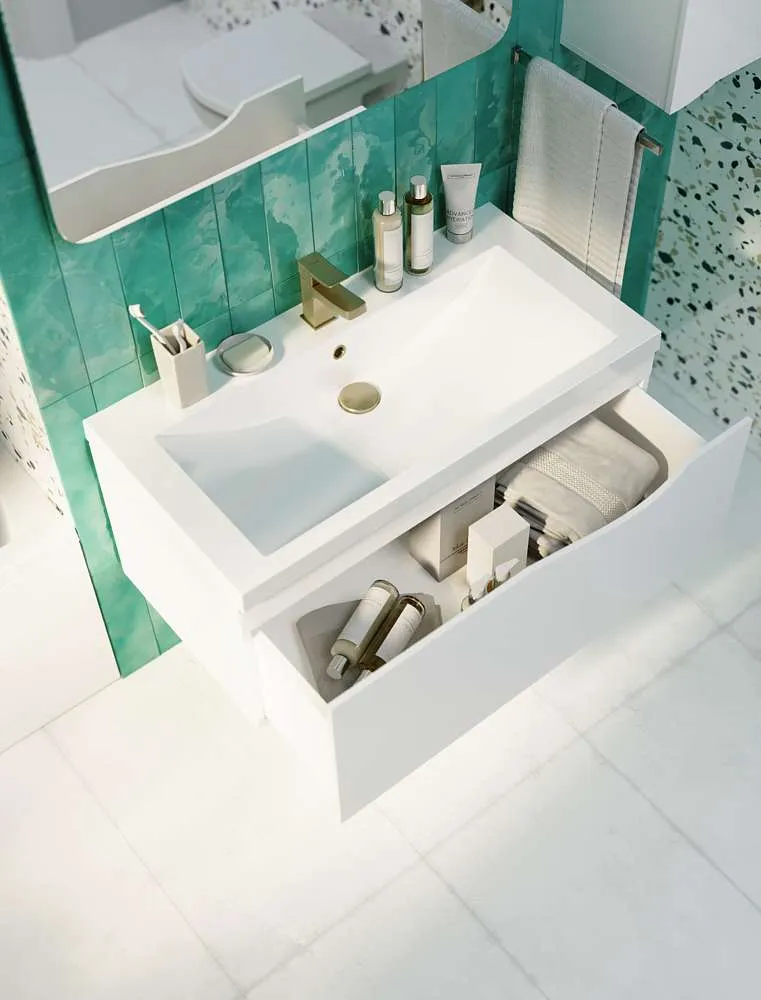 Тумба под раковину Этюд 100П 1в.я. белый глянец