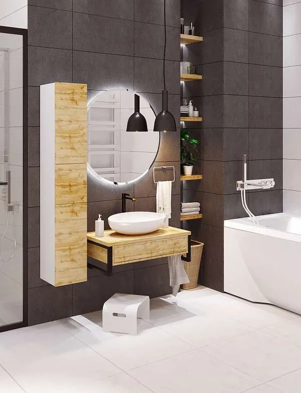 Тумба со столешницей GRUNGE LOFT 80П 1в.я Дуб Вотан